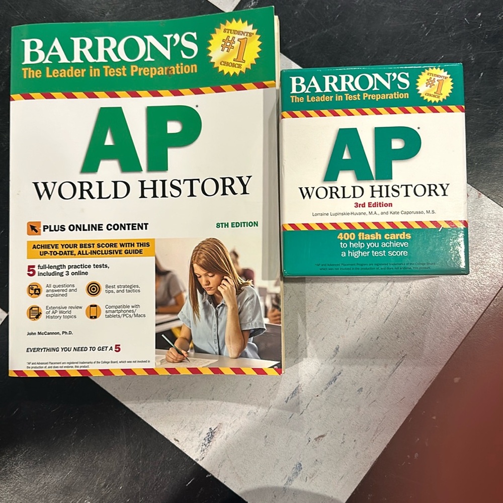 Barron’s AP World History FLASH CARDS and book